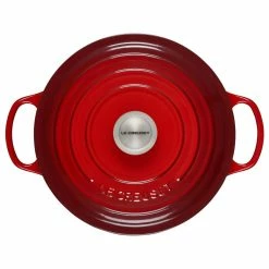 Le Creuset 5.5 Qt. Round Signature Cast Iron Dutch Oven With Stainless Steel Knob | Cerise/Cherry Red -Cuisinart Sales Shop rs10298 ls2501 2667 3
