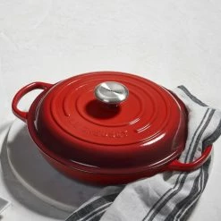 Le Creuset 2.25 Qt. Signature Enameled Cast Iron Braiser With Stainless Steel Knob | Cerise/Cherry Red -Cuisinart Sales Shop rs10859 braisercerise