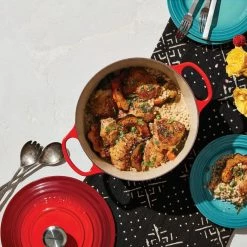 Le Creuset 5.5 Qt. Round Signature Cast Iron Dutch Oven With Stainless Steel Knob | Cerise/Cherry Red -Cuisinart Sales Shop rs11037 lca q1 onepotmeal ret