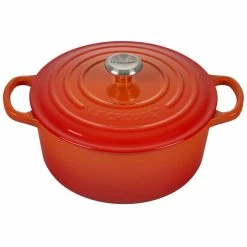 Le Creuset 3.5 Qt. Round Signature Dutch Oven With Stainless Steel Knob | Flame Orange