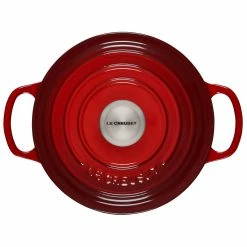 Le Creuset 2 Qt. Round Signature Cast Iron Dutch Oven With Stainless Steel Knob | Cerise/Cherry Red -Cuisinart Sales Shop rs11185 ls2501 1867ss 3
