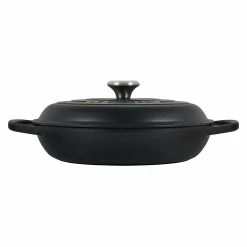 Le Creuset 3.5 Qt. Signature Enameled Cast Iron Braiser With Stainless Steel Knob | Licorice -Cuisinart Sales Shop rs11709 ls2532 3020ss 2 lpr
