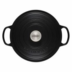 Le Creuset 5.5 Qt. Round Signature Dutch Oven With Stainless Steel Knob | Licorice -Cuisinart Sales Shop rs11818 ls2501 2620ss 3 lpr