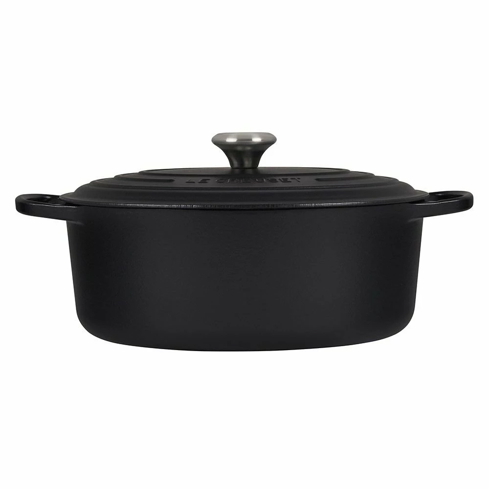 Le Creuset 6.75 Qt. Oval Signature Dutch Oven With Stainless Steel Knob | Licorice 4 Le Creuset 6.75 Qt. Oval Signature Dutch Oven With Stainless Steel Knob | Licorice - Image 2