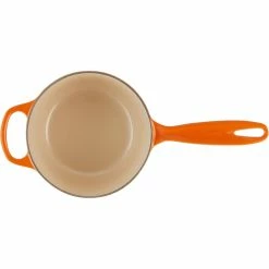 Le Creuset 1.75 Qt. Signature Enameled Cast Iron Saucepan With Stainless Steel Knob | Flame Orange -Cuisinart Sales Shop rs11970 signature iron handle saucepan 160401s
