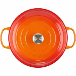 Le Creuset 3.5 Qt. Signature Enameled Cast Iron Braiser With Stainless Steel Knob | Flame Orange -Cuisinart Sales Shop rs11978 lc 20191015 fr ps 00013 s