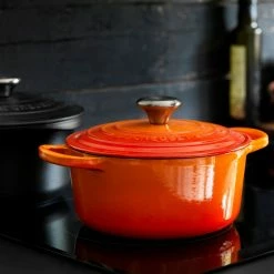 Le Creuset 3.5 Qt. Round Signature Dutch Oven With Stainless Steel Knob | Flame Orange -Cuisinart Sales Shop rs12081 lc 20180130 dk ls 00145 1