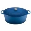 Le Creuset 15.5 Qt. Oval Signature Dutch Oven With Stainless Steel Knob | Marseille Blue -Cuisinart Sales Shop rs12271 ls2502 4059ss