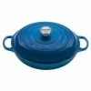 Le Creuset 5 Qt. Signature Enameled Cast Iron Braiser With Stainless Steel Knob | Marseille Blue -Cuisinart Sales Shop rs12277 ls2532 3259ss