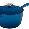 Le Creuset 2.25 Qt. Signature Enameled Cast Iron Saucepan With Stainless Steel Knob | Marseille Blue -Cuisinart Sales Shop rs12287 ls2518 1859ss 1
