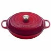 Le Creuset 5 Qt. Signature Enameled Cast Iron Braiser With Stainless Steel Knob | Cerise/Cherry Red -Cuisinart Sales Shop rs12290 ls2532 3267ss
