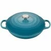 Le Creuset 3.5 Qt. Signature Enameled Cast Iron Braiser With Stainless Steel Knob | Caribbean Blue -Cuisinart Sales Shop rs12363 ls2532 3017ss