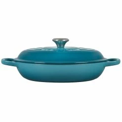 Le Creuset 3.5 Qt. Signature Enameled Cast Iron Braiser With Stainless Steel Knob | Caribbean Blue -Cuisinart Sales Shop rs12364 ls2532 3017ss 2