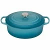 Le Creuset 6.75 Qt. Oval Signature Dutch Oven With Stainless Steel Knob | Caribbean Blue -Cuisinart Sales Shop rs12537 ls2502 3117ss