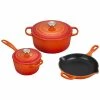 Le Creuset 5-Piece Signature Cookware Set With Stainless Steel Knobs | Flame Orange -Cuisinart Sales Shop rs12543 ms1605 2ss