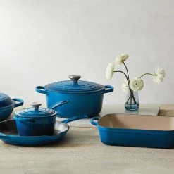 Le Creuset 5.5 Qt. Round Signature Cast Iron Dutch Oven With Stainless Steel Knob | Marseille Blue -Cuisinart Sales Shop rs12776 200716 lc 8piececastiron ret