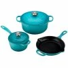 Le Creuset 5-Piece Signature Cookware Set With Stainless Steel Knobs | Caribbean Blue -Cuisinart Sales Shop rs13227 rs6071 ms1605 17 ss