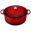 Le Creuset 13.25 Qt. Round Signature Cast Iron Dutch Oven With Stainless Steel Knob | Cerise/Cherry Red -Cuisinart Sales Shop rs13330 rs6064 ls2501 3467ss