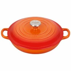 Le Creuset 1.5 Qt. Signature Enameled Cast Iron Braiser With Stainless Steel Knob | Flame Orange