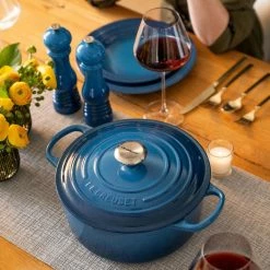Le Creuset 5.5 Qt. Round Signature Cast Iron Dutch Oven With Stainless Steel Knob | Marseille Blue -Cuisinart Sales Shop rs16006 0921 lecreuset lifestyle 43