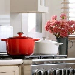 Le Creuset 5.5 Qt. Round Signature Cast Iron Dutch Oven With Stainless Steel Knob | White 9 Le Creuset 5.5 Qt. Round Signature Cast Iron Dutch Oven With Stainless Steel Knob | White -Cuisinart Sales Shop rs16510 deep oven stovetop still00572273 edited