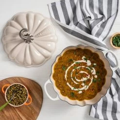 Le Creuset 4 Qt. Pumpkin Cocotte | Meringue -Cuisinart Sales Shop rs17489 cajun pumpkin soup 2