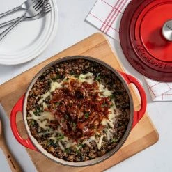 Le Creuset 2.75 Qt. Shallow Round Dutch Oven | Cerise -Cuisinart Sales Shop rs18672 sausage and wild rice casserole overhead