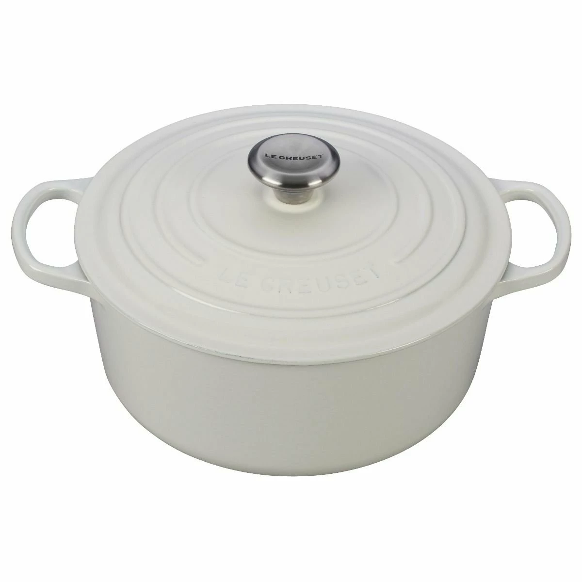 Le Creuset 5.5 Qt. Round Signature Cast Iron Dutch Oven With Stainless Steel Knob | White 3 Le Creuset 5.5 Qt. Round Signature Cast Iron Dutch Oven With Stainless Steel Knob | White