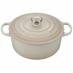 Le Creuset 5.5 Qt. Round Signature Cast Iron Dutch Oven With Stainless Steel Knob | Meringue White