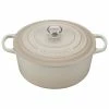 Le Creuset 9 Qt. Round Signature Dutch Oven With Stainless Steel Knob | Meringue White -Cuisinart Sales Shop rs9085 ls2501 30716ss 1
