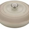 Le Creuset 3.5 Qt. Signature Enameled Cast Iron Braiser With Stainless Steel Knob | Meringue White -Cuisinart Sales Shop rs9094 ls2532 30716ss