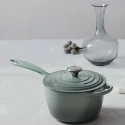Le Creuset 2.25 Qt. Signature Enameled Cast Iron Saucepan With Stainless Steel Knob | Sea Salt -Cuisinart Sales Shop rs9193 spring 2019 seasaltgroup 0617