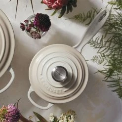 Le Creuset 1.75 Qt. Signature Enameled Cast Iron Saucepan With Stainless Steel Knob | Meringue White -Cuisinart Sales Shop sauce1