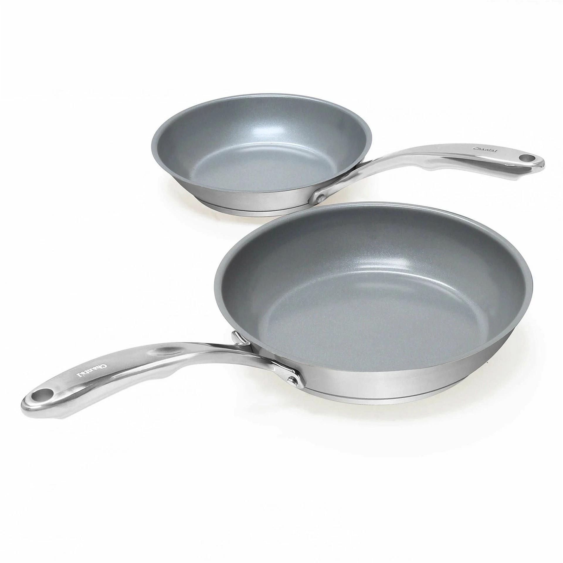 Chantal Set Of 2 Ceramic Coated Fry Pans | 8" & 10" 3 Chantal Set Of 2 Ceramic Coated Fry Pans | 8" & 10"