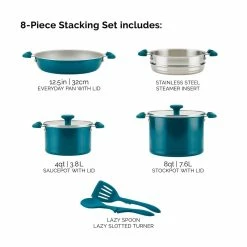 Rachael Ray 8-Piece Enameled Stacking Cookware Set | Teal Shimmer -Cuisinart Sales Shop teal15